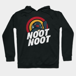 Noot Noot Funny Penguin Meme Vintage Rainbow Distressed Hoodie